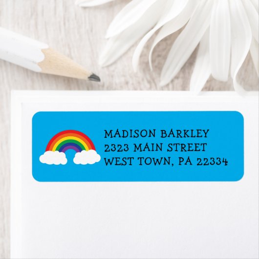 Rainbow Cute Kinder Return Address Label (Insitu)