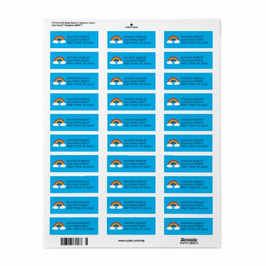 Rainbow Cute Kinder Return Address Label (Full Sheet)