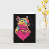 Rainbow Cute Squirrel Hugging Valentine Heart Love Kaart (Gele Bloem)