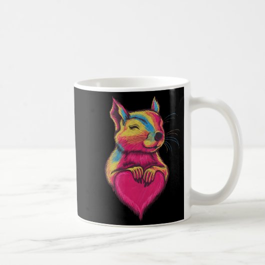 Rainbow Cute Squirrel Hugging Valentine Heart Love Koffiemok (Rechts)