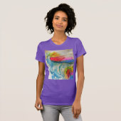 Rainbow Cute Unicorn Womans Waterverf T Shirt (Voorkant volledig)
