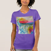 Rainbow Cute Unicorn Womans Waterverf T Shirt (Voorkant)