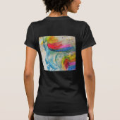 Rainbow Cute Unicorn Womans Waterverf T Shirt (Achterkant)