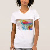 Rainbow Cute Unicorn Womans Waterverf T Shirt (Voorkant)
