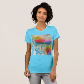 Rainbow Cute Unicorn Womans Waterverf T Shirt (Voorkant volledig)
