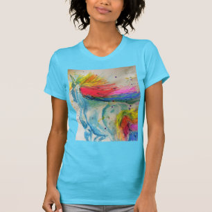 Rainbow Cute Unicorn Womans Waterverf T Shirt