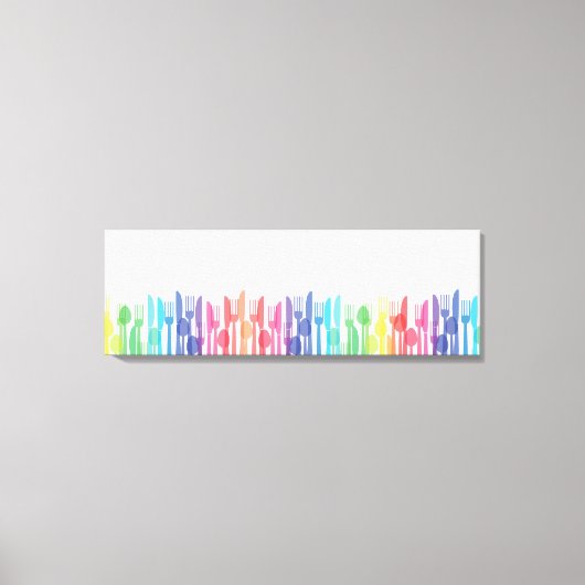 Rainbow Cutlery Modern Transparent Minimalist  Canvas Afdruk (Voorkant)