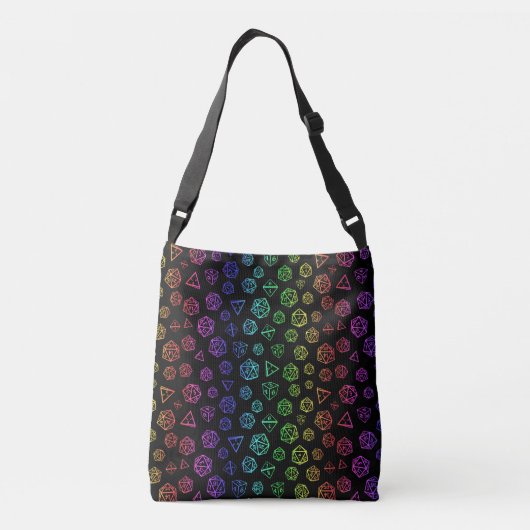Rainbow D20 RPG Dice Pattern Crossbody Tas (Achterkant)