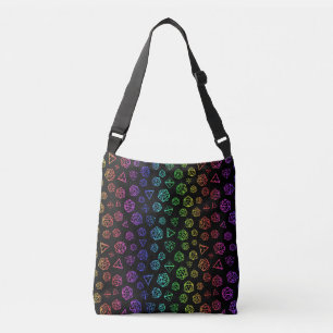 Rainbow D20 RPG Dice Pattern Crossbody Tas