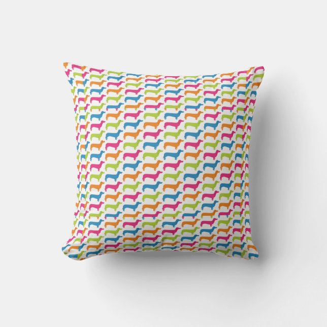 Rainbow Dachshund Print Kussen (Voorkant)