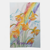 Rainbow Daffodil Spring Waterverf Floral Flower Theedoek (Verticaal)