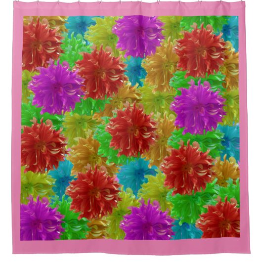 Rainbow Dahlia Flower Explosion Douchegordijn (Voorkant)