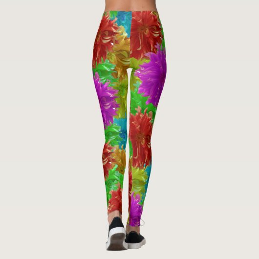 Rainbow Dahlia Flower Explosion Leggings (Achterkant)