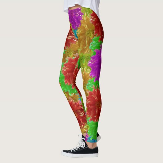 Rainbow Dahlia Flower Explosion Leggings (Links)