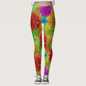 Rainbow Dahlia Flower Explosion Leggings (Voorkant)