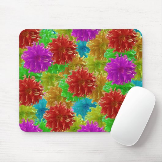 Rainbow Dahlia Flower Explosion Muismat (Met muis)
