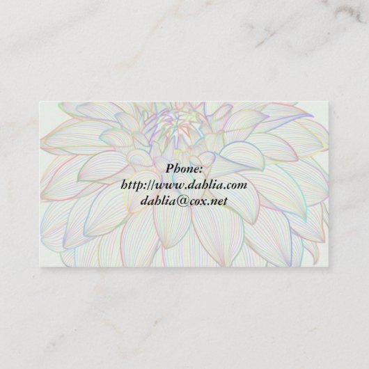 Rainbow Dahlia Visitekaartje (Achterkant)