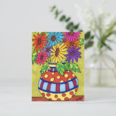 Rainbow Daisies in Designer Vase Briefkaart (Staand voorkant)