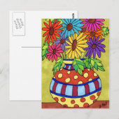 Rainbow Daisies in Designer Vase Briefkaart (Voorkant / Achterkant)
