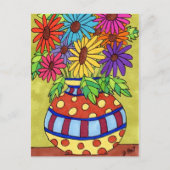 Rainbow Daisies in Designer Vase Briefkaart (Voorkant)