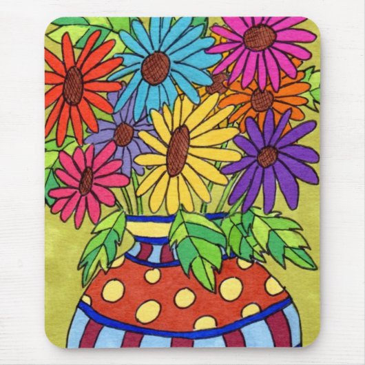 Rainbow Daisies in Designer Vase Muismat (Voorkant)