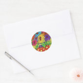 Rainbow Daisies in Designer Vase Ronde Sticker (Envelop)