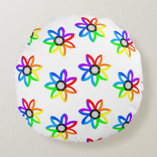 Rainbow Daisies Rond Kussen
