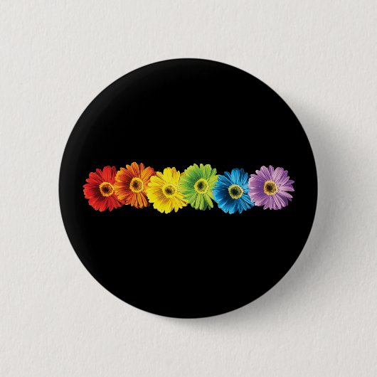 Rainbow Daisies Ronde Button 5,7 Cm (Voorkant)