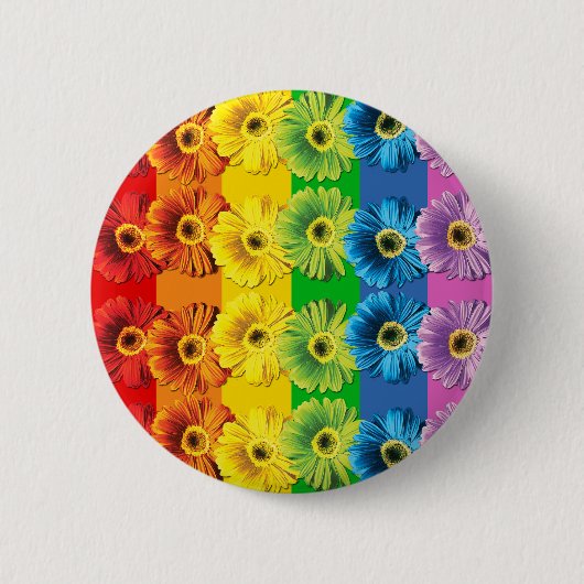Rainbow Daisies Ronde Button 5,7 Cm (Voorkant)