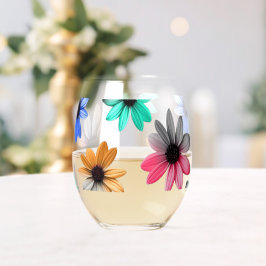 Rainbow Daisies Wijnglas Zonder Voet
