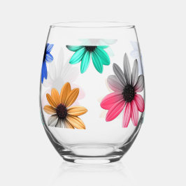 Rainbow Daisies Wijnglas Zonder Voet