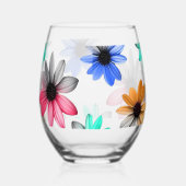 Rainbow Daisies Wijnglas Zonder Voet (Rechts)