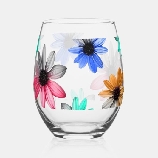 Rainbow Daisies Wijnglas Zonder Voet (Rechts)