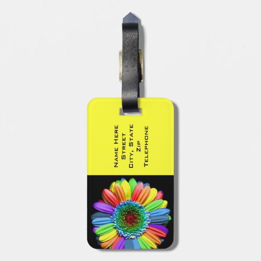 Rainbow Daisy Bagagelabel (Achterkant verticaal)