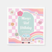 Rainbow Daisy Car Birthday Napkin Servet (Voorkant)