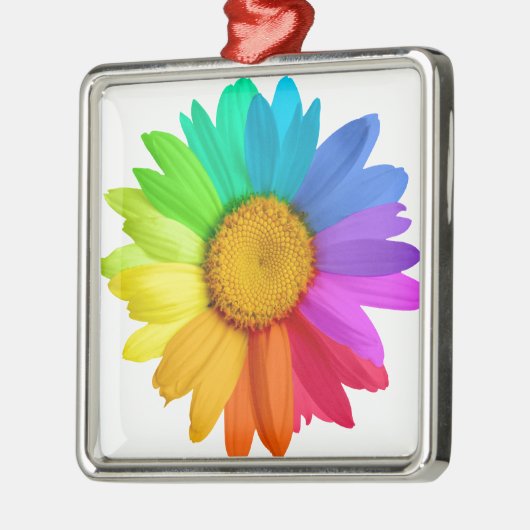 Rainbow Daisy Metalen Ornament (Links)