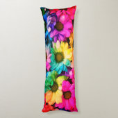 Rainbow Daisy Print Body Pillow Lichaamskussen (Achterkant (Verticaal))