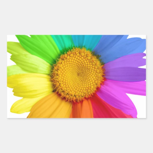 Rainbow Daisy Rechthoekige Sticker (Voorkant)