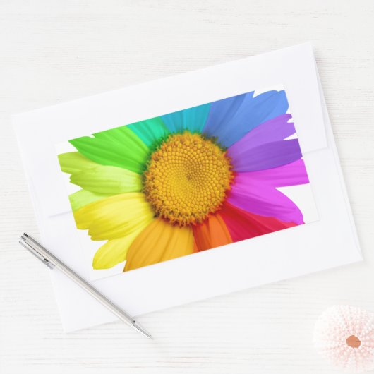 Rainbow Daisy Rechthoekige Sticker (Envelop)