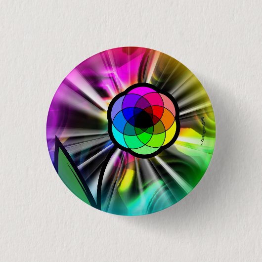 Rainbow daisy starburst-knop ronde button 3,2 cm (Voorkant)