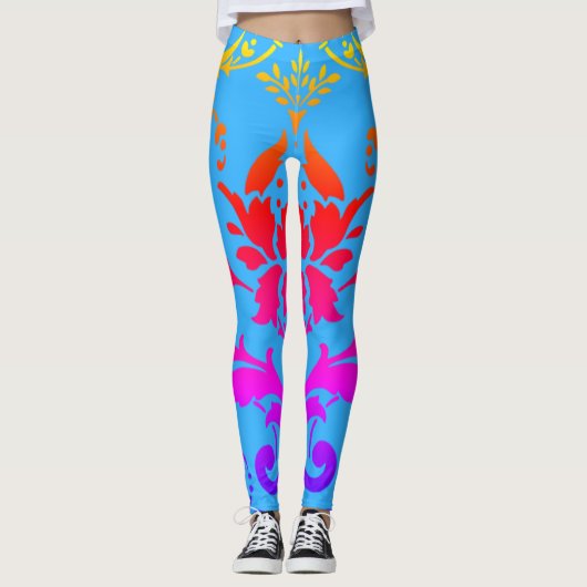Rainbow Damask Pattern Leggings (Voorkant)