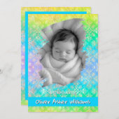 [Rainbow Damask] Soft Pastels Baby Boy Birth Aankondiging (Voorkant / Achterkant)