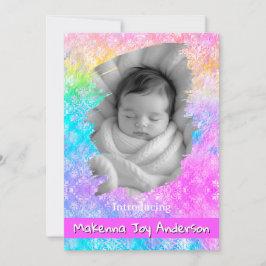 [Rainbow Damask] Soft Pastels Baby Girl Birth Aankondiging