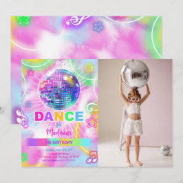 Rainbow Dance Disco Party Neon Glow Foto Kaart