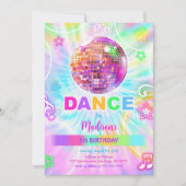Rainbow Dance Disco Party Neon Glow Kaart (Voorkant)