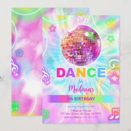 Rainbow Dance Disco Party Neon Glow Kaart