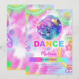 Rainbow Dance Disco Party Neon Glow Kaart