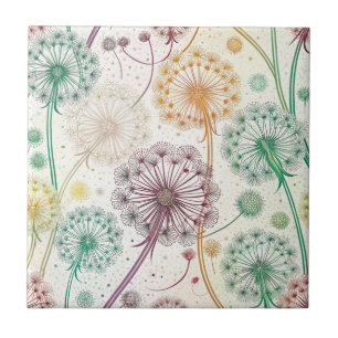 Rainbow Dandelion Breeze – grillige bloemen Tegeltje