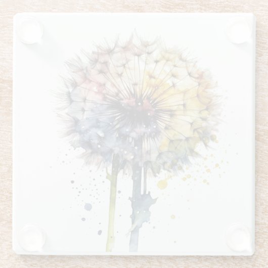 Rainbow Dandelion Glazen Onderzetter (Achterkant)