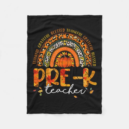 Rainbow Dankbaar Pre K Teacher Herfst Thanksgiving Fleece Deken (Voorkant)